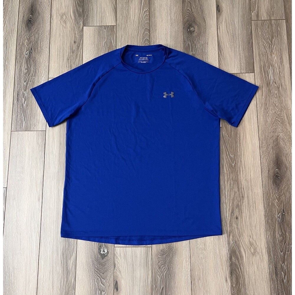 Under Armour Blue Tech Tee Short Sleeve Athletic Shirt Mens Sz Large Gym Workout